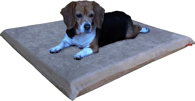 Dogbed4less Orthopedic Gel Memory Foam Pet Dog Bed, Waterproof Liner with External Microsuede Cover and Bonus Antislip Cover (Microsuede Gray, 41"X27"X4" Inches) by Dogbed4less