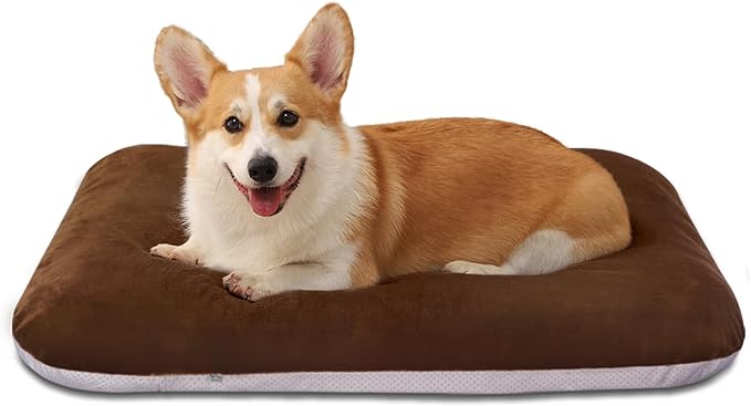 Magic Dog Super Soft Large Dog Bed Pad Mat Orthopedic Pet Beds 30 Inch Washable Anti Slip Dog Sleeping Mattress with Removable Cover, Dark Brown M by MagicDog