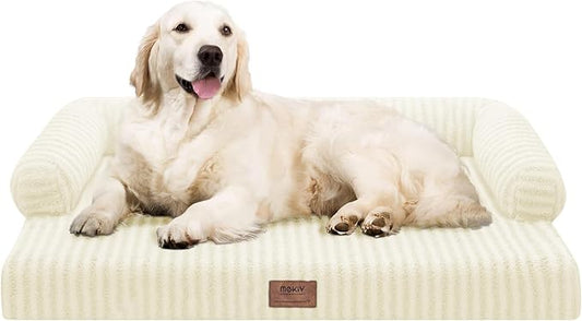 MEKIY Orthopedic XL Dog Bed with Bolster for Extra Large Size Dogs | Pillow Support for Neck Relief, Egg Crate Foam, Skin-Friendly Surface, Waterproof Liner, Anti-Slip Bottom, 42 x 30 Inch by Mekiy