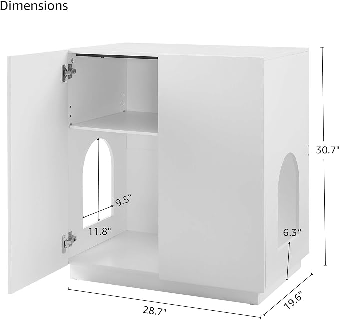 unipaws Tall Cat Litter Box Enclosure for Tall or Top Entry Litter Box | Hidden Litter Box Cover with Shelves, Kitty Enclosed Litter Box Cabinet, Cat Box Furniture - Image 7