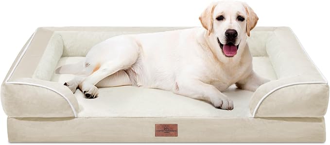 Comfort Expression Orthopedic Dog Bed for Extra Large Dogs with Bolster | Waterproof Dog Couch Bed with Washable Cover & Non-Slip Bottom, Supportive Egg Crate Foam XL Pet Bed, 45x35 Inch by ComfortExpression