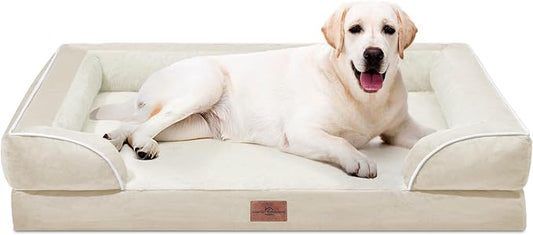 Comfort Expression Orthopedic Dog Bed for Extra Large Dogs with Bolster | Waterproof Dog Couch Bed with Washable Cover & Non-Slip Bottom, Supportive Egg Crate Foam XL Pet Bed, 45x35 Inch by ComfortExpression