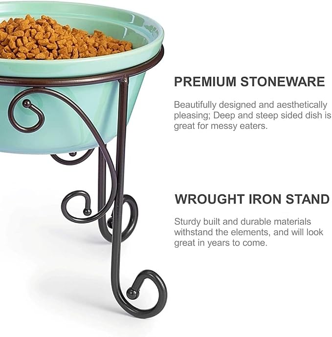 Elevated Dog Bowl Stand with 3 Large Ceramic Bowls – Raised Feeding Station for Medium & Large Dogs, Includes 2 Standard Bowls + 1 Slow Feeder, Durable Iron Frame, Non-Slip (Lucite Green) - Image 7