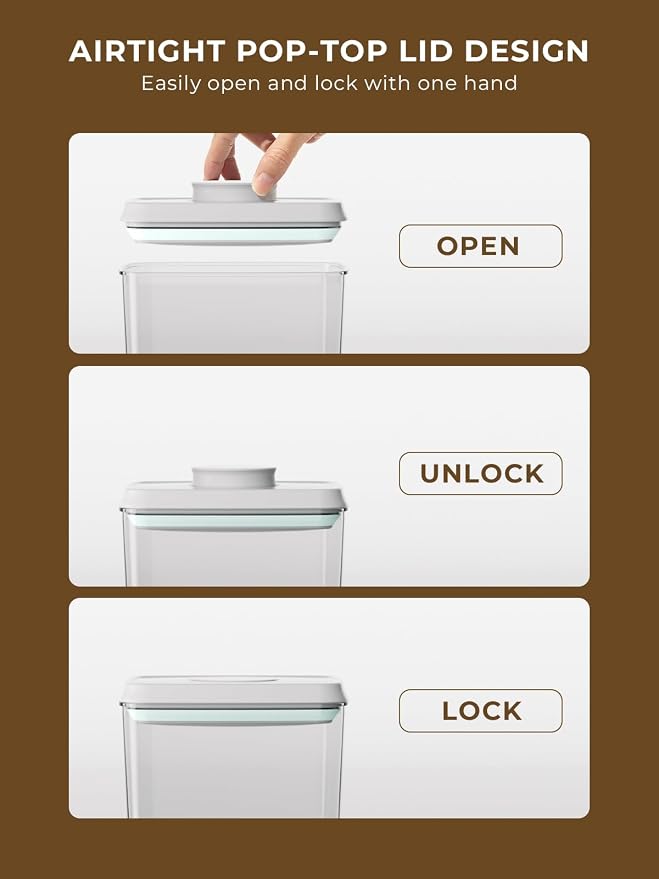 Airtight Food Storage Containers, 4 Pack, 4.22 Qt, Pop-Top Lids | Four Matching Large Jars Keep Bulk Pantry Staples Visible, Organized and Easy to Access Without Small, Unused Container Sizes - Image 2