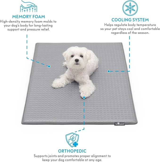 Paw Inspired Cooling Orthopedic Crate Pad, 35x22 Inch, Gray | Medium/Large Size Washable Memory Foam Mat for Dogs and Cats, Fits 36 Inch Kennel - Image 2
