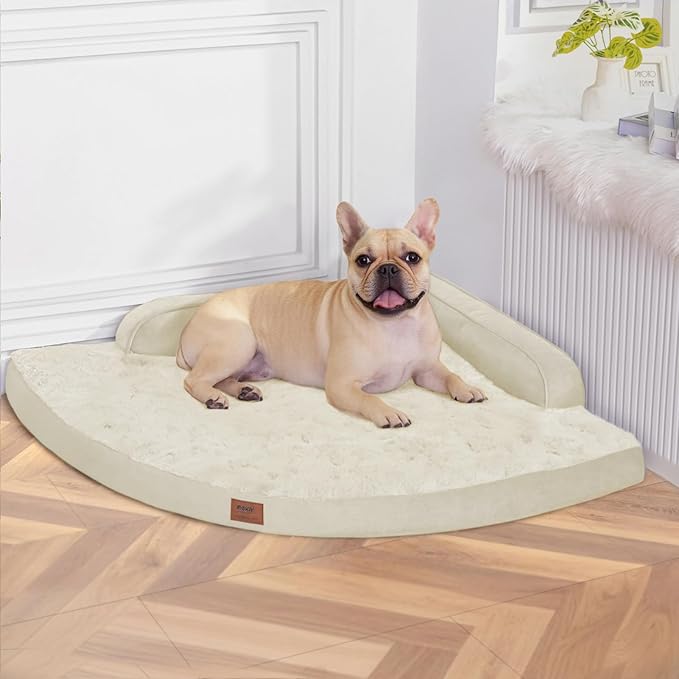 MEKIY Orthopedic Waterproof Dog Bed with Sides for Large Sizes Dogs | Egg Crate Foam, Waterproof Liner, Anti-Slip Bottom, Space-Saving, Perfect for Corners and Sofa Edges, 38 x 38 Inch by Mekiy