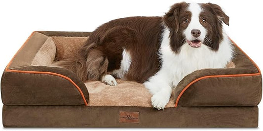 Comfort Expression Orthopedic Dog Beds for Large Sized Dog with Bolster | Waterproof Dog Couch Bed with Washable Cover & Non-Slip Bottom, Supportive Egg Crate Foam Large Pet Bed, 36x27 Inch by ComfortExpression