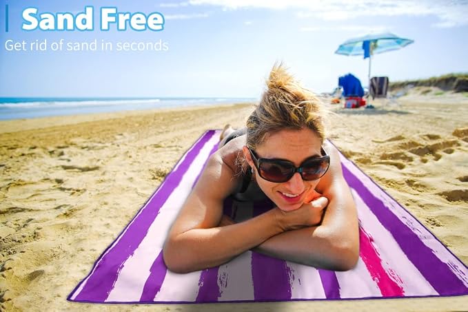 2 Pack Microfiber Oversized Lightweight Beach Towel 71"x32" XL Extra Large Thin Sand Free Towels Travel Swim Pool Yoga Gym Camping for Adults Women Men Beach Essentials Accessories Vacation Gift - Image 4