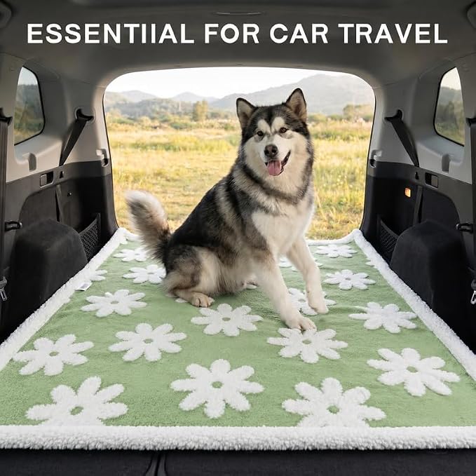 Waterproof Pet Blanket,Dog Bed Covers Small Throw for Puppy Cats Stylish Jacquard Pets Couch Sofa Furniture Protection Washable Reversible Covers (Green Flower,XS) - Image 6