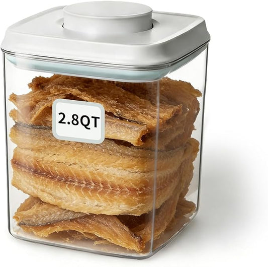 Dog Food Storage Container with One-Touch Lid, 2.8 QT / 2.65 L Stackable Durable BPA-Free PET Cat Food Storage Container,for Pet Treats, Supplements & Small Kibble by EQI