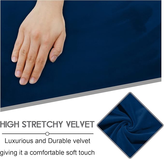 ULTICOR Velvet 8-Pieces Recliner Sofa Covers Stretch Reclining Couch Covers for 3 Cushion Reclining Sofa Slipcovers Furniture Covers Thick Soft Washable (3 Seater Recliner Cover, Navy) - Image 3