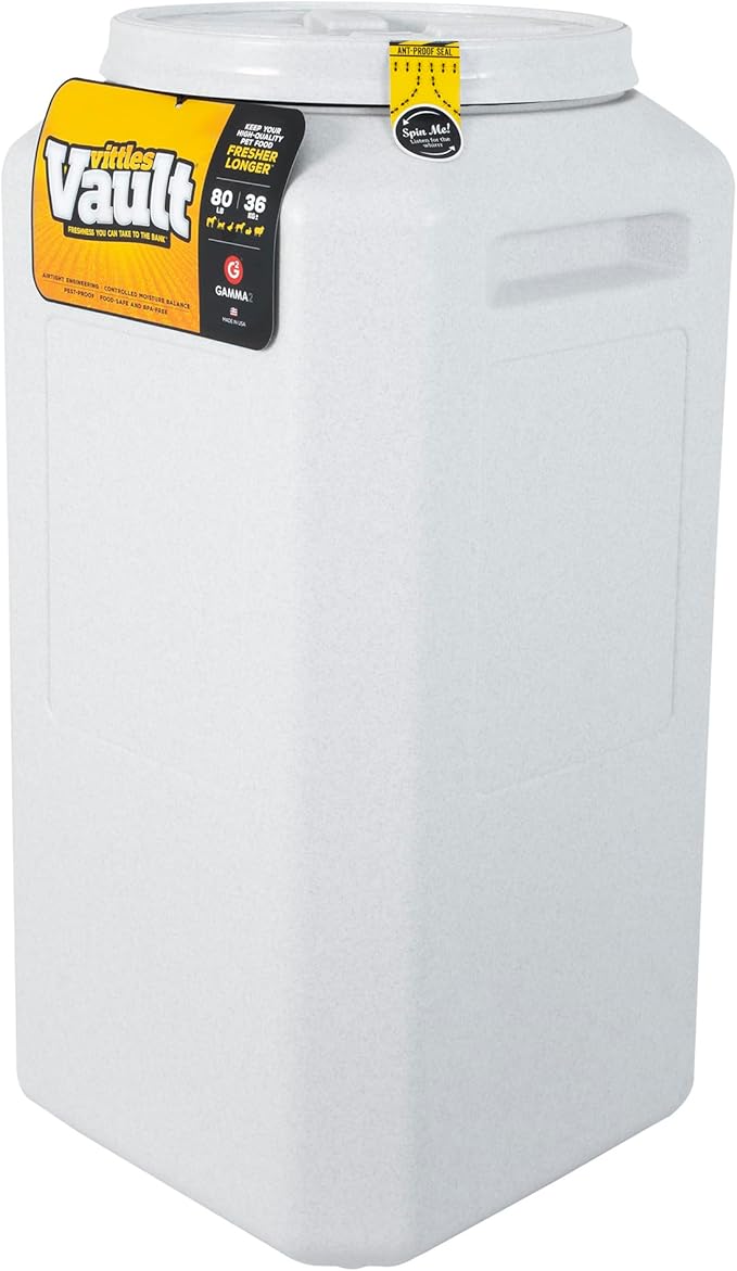 Vittles Vault Traditional Pet Food Storage Container For Dog Kibbles/Bird Seed/Oatmeal/Rice/Flour/Cereal, BPA Free Plastic, Sealed Airtight For Cat Food, Up To 80 lb, Made in USA, With Scoop, Gray - Image 3