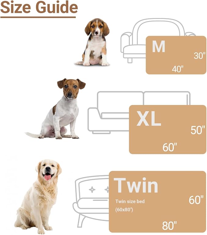 Waterproof Dog Blanket for Large Dogs - Reversible Washable Pet Blanket, Soft Sherpa Fleece Furniture Protector, Cat Throw Bed Couch, Cream, 60"x80" - Image 6