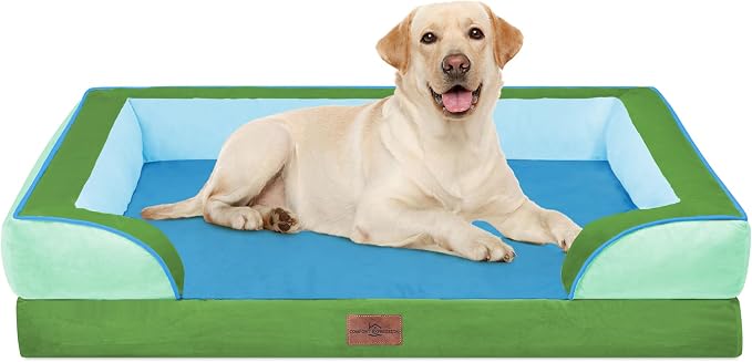 Comfort Expression Orthopedic Dog Bed for Extra Large Dogs with Bolster | Waterproof Dog Couch Bed with Washable Cover & Non-Slip Bottom, Supportive Egg Crate Foam XL Pet Bed, 42x30 Inch by ComfortExpression
