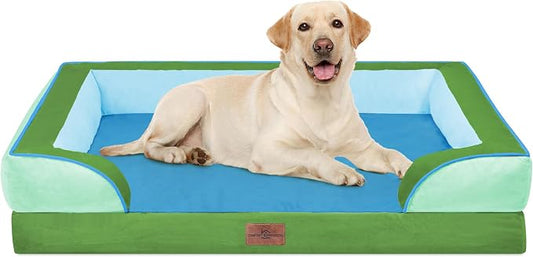 Comfort Expression Orthopedic Dog Bed for Extra Large Dogs with Bolster | Waterproof Dog Couch Bed with Washable Cover & Non-Slip Bottom, Supportive Egg Crate Foam XL Pet Bed, 42x30 Inch by ComfortExpression