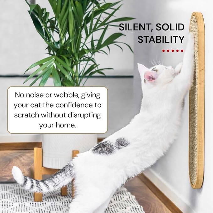 7 Ruby Road Cat Wall Scratcher, Indoor Sisal Scratch Pad Board | Aesthetic Cat Scratcher, Wall-Mount or Floor Use, Solid Rubberwood Frame, Helps Protect Furniture - Image 5
