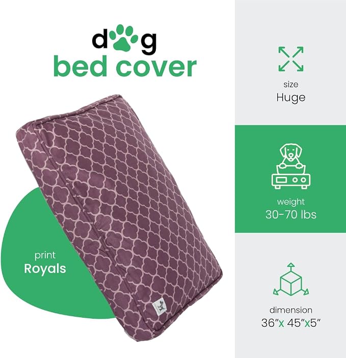 Molly Mutt Huge Dog Bed Cover -Royals - Measures 36”X 45”X 5’’ - 100% Cotton - Durable - Breathable - Sustainable - Machine Washable Dog Bed Cover - Image 2