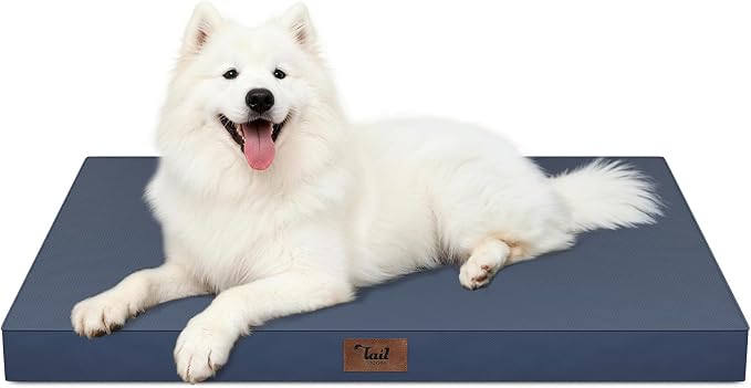 Large Waterproof Orthopedic Dog Bed with Egg Crate Foam | Fits 42x28 Crates, TPU Waterproof Layer, 1680D Washable Oxford Cover, Portable Handle, Indoor & Outdoor Use, Up to 80 lbs by TailStories