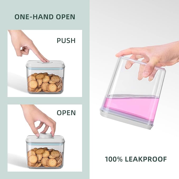 12 Pcs Pop Airtight Food Storage Containers with Lids for Kitchen Pantry Organization Stackable Cereal Snacks Flour Sugar Coffee Spaghetti (1.2, 2.0, 2.7, 3.3qt)*3 - Image 2