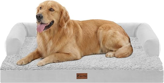 Orthopedic Dog Bed for Extra Large Dogs, 41x27in, Grey White | Orthopedic Foam Relieves Joint Pressure, Bolsters Supports Head And Neck, Washable Cover, Non-Slip Bottom by CasaPaw