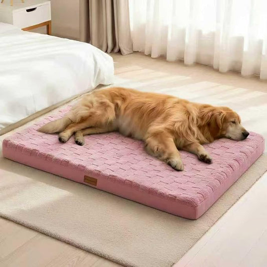 Patas Lague Orthopedic Large Dog Bed Washable Pet Crate Mat 48''X30'' Pink | Egg-Crate Foam Dog Couch For Large Sized Dogs, Waterproof Removable Cover, Soft Pet Bed With Nonskid Bottom by PatasLague