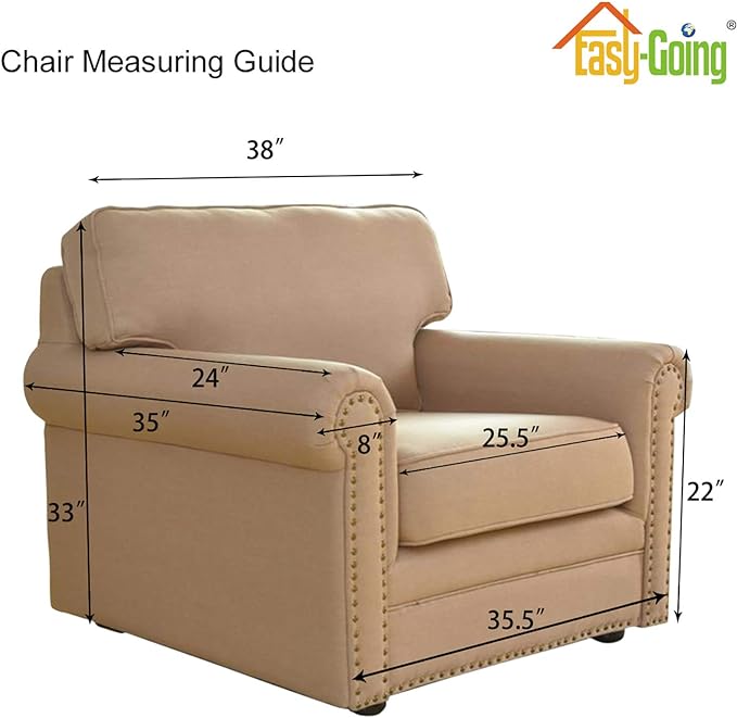 Easy-Going Stretch Chair Slipcover with Arm Washable Coffee | 1-Piece Couch Sofa Cover Furniture Protector for Living Room Soft with Bottom For Kids, Pet. Spandex Jacquard - Image 4