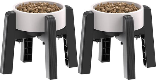 CZPET Dog Bowl Stand with Adjustable Width [2 Pack, Stand Only] | Elevated Pet Water & Food Bowl for Medium Dogs, Stable and Anti-Slip Raised Bowl by CZPET