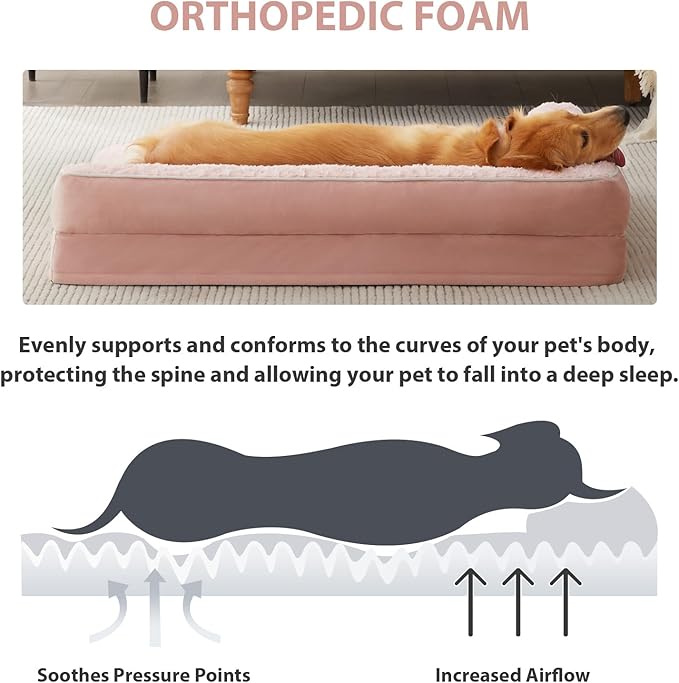 BFPETHOME Orthopedic XL Dog Beds Large Sized Dog, Washable Dog Couch Bed | Removable Cover, Waterproof Lining, Non-Slip Bottom, Large Pet Sofa with Sides, Cozy Sleeping Bed for Senior Dogs, 48*35inch - Image 3