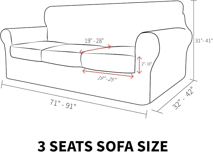 MAXIJIN 4 Piece Couch Covers for 3 Cushion Couch Sofa Covers, Stretch Couch Slipcovers for Sofas with 3 Cushions, Thick 3 Seat Furniture Protector for Dogs Pet (71"-91", Gray) - Image 6