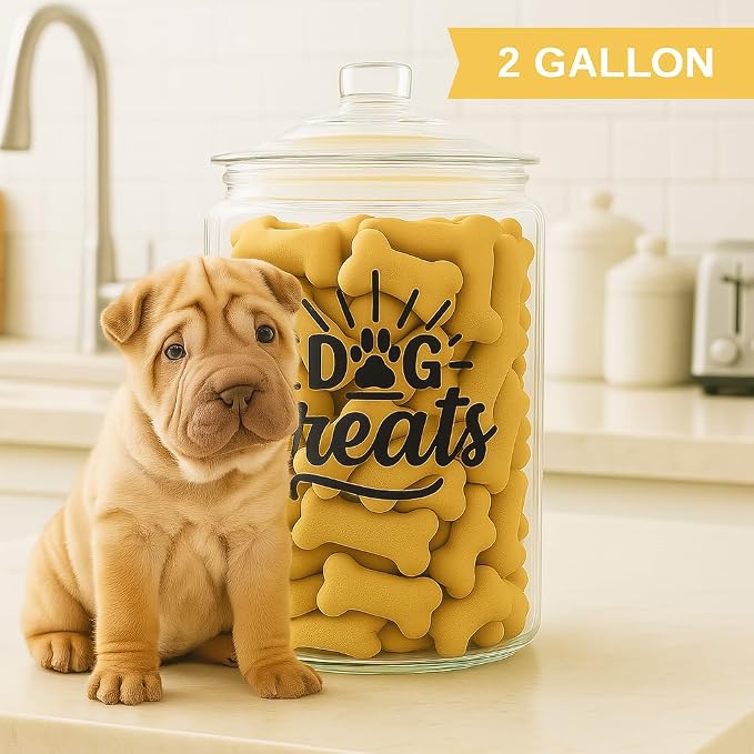 kitchentoolz 2-Gallon Dog Treat Container Airtight – Large Glass Jar for Countertop, Stylish Dog Treats Container & Dog Cookie Jar, Perfect Dachshund Accessories & Dog Treat Storage - Image 6