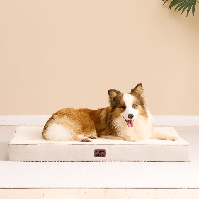 EHEYCIGA Orthopedic Dog Bed Large with Removable Washable Cover, 36IN Camel | Egg Crate Foam Support, Durable Oxford fabric, Non-Slip Bottom, Machine Washable, Soft Waterproof Plush Pet Bed Mat For Crate - Image 9