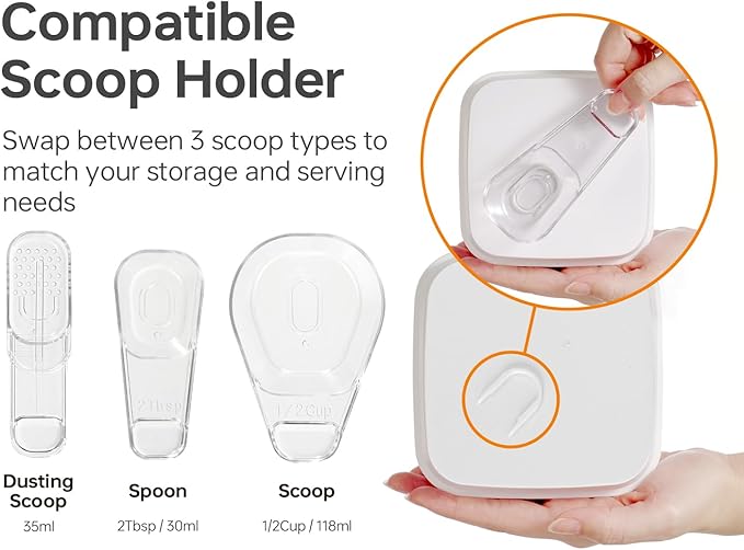 Felli Flip Tite Food Storage Container with Scoop & Lid 5" LARGE Airtight Ring Top, Acrylic Canister for Sugar Flour Baking Powder Rice Pasta, Kitchen Organizer Christmas Gift Set (10pk, Variety) - Image 5
