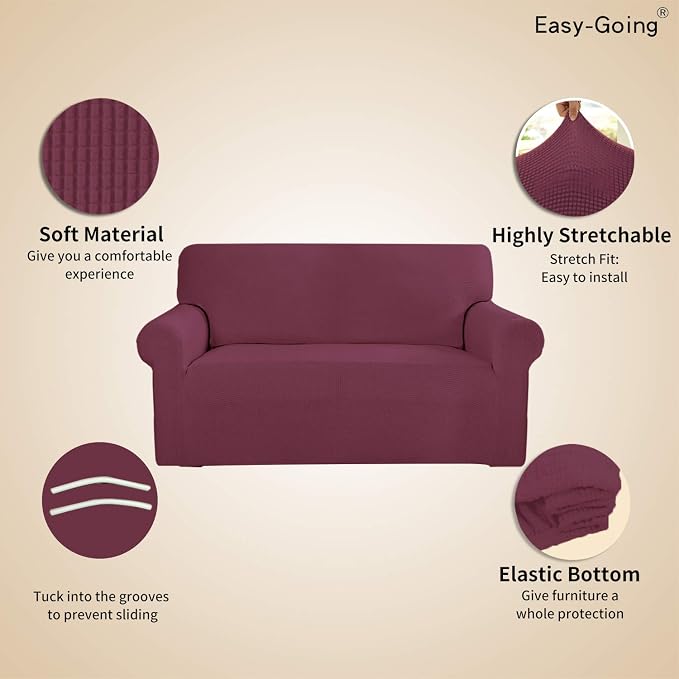 Easy-Going Stretch Couch Covers for Sofa Washable Large ASH Rose | 1-Piece Sofa Covers for 3 Cushion Couch Furniture Protector Couch Slipcover Soft with Bottom for Kids Pets - Image 3