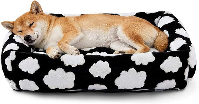 JOEJOY Large Dog Beds Large Sized Dog, Rectangle Washable Orthopedic Pet Bed with Removable Zipper Cover, Cute Soft Calming Puppy Pet Bed with Jacquard Shaggy Plush & Non Skid Bottom by JOEJOY