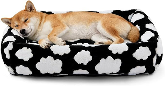 JOEJOY Large Dog Beds Large Sized Dog, Rectangle Washable Orthopedic Pet Bed with Removable Zipper Cover, Cute Soft Calming Puppy Pet Bed with Jacquard Shaggy Plush & Non Skid Bottom by JOEJOY