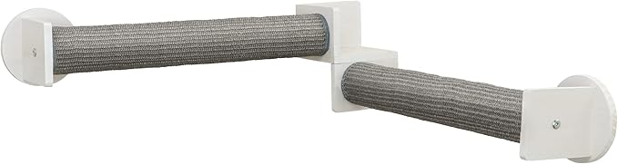 Trixie Cat Wall Furniture Set 5 - Cat Wall Corner Scratcher, Climbing Shelves - 2 Sisal Rope Scratching Posts - Elevated Shelf - Gray/White - Image 3