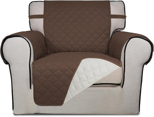 PureFit Reversible Chair Sofa Cover Dog Couch Covers for Sofa, 25.5 in | Coffee/Ivory, Water Resistant Couch Protector, Washable Pet Couch Cover with Non Slip and Elastic Straps For Kids by PureFit