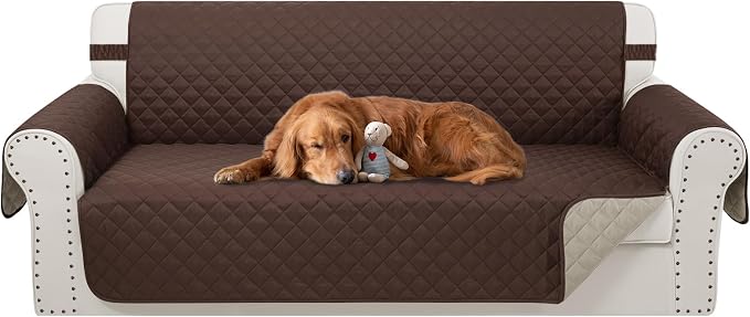 Reversible Couch Cover for 3 Cushion, Sofa, Chocolate/Beige | Couch Cover for Sofa, Pet Friendly Water Repellent Couch Sofa Cover, Washable Furniture Protector with Elastic Straps by LuxshareHome