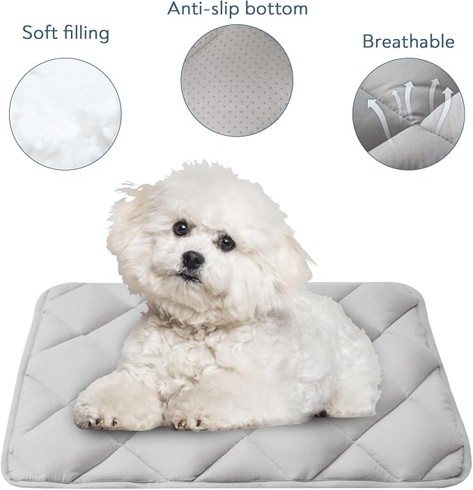Dog Crate Pad 2 Pack, Soft Dog Crate Mat with Anti-Slip Bottom, Grey | Fits 24 Inch Crate, Machine Washable, Kennel Pad, 24” x 18” - Image 2