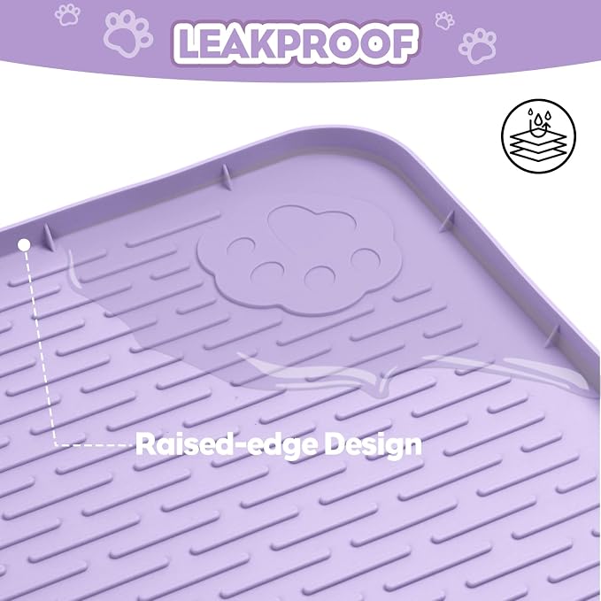Silicone Cat Litter Mat for Litter Box 40”x28” Large Cat Mat, Purple | Waterproof, Non-Slip, Leak-Proof Rug Mat with Lip, Easy to Clean, Extra Large Litter Catcher Mat for Floor - Image 7
