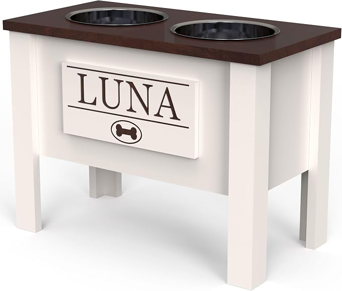 Elevated Dog Bowls for Large Dogs, Personalized Food Stand for Large Breed | Farmhouse Style, Elevated Wood Stand, Storage Container, Stainless Steel Bowls, Raised Anti-Slip Feeder, Made in USA - Image 3