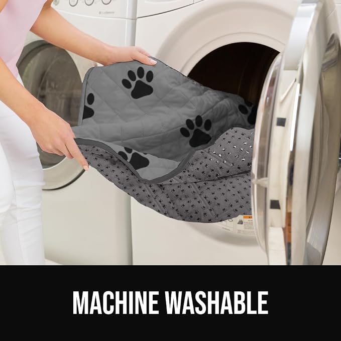 GORILLA GRIP® Waterproof Dog Blanket, 102x82, Leakproof Couch Cover for Dogs, Silicone Grip Backing, Protects Sofa, Sectional, Bed, Crate, Car & RV, Tear-Resistant Washable Pet Blanket, Gray Paw - Image 7
