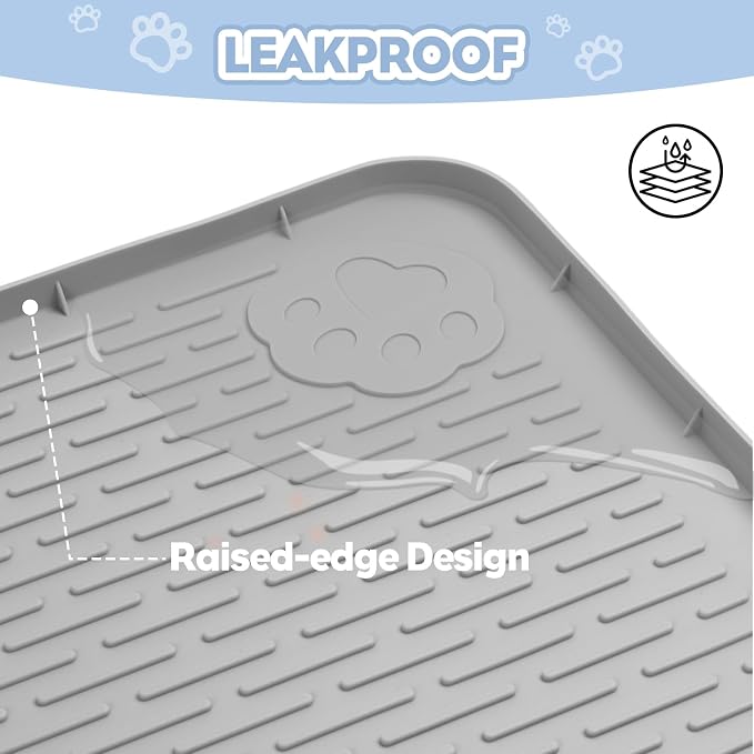 Silicone Cat Litter Mat for Litter Box 34”x22” Large Cat Mat, Light Grey | Waterproof, Non-Slip, Leak-Proof Rug Mat with Lip, Easy to Clean, Extra Large Litter Catcher Mat for Floor - Image 7