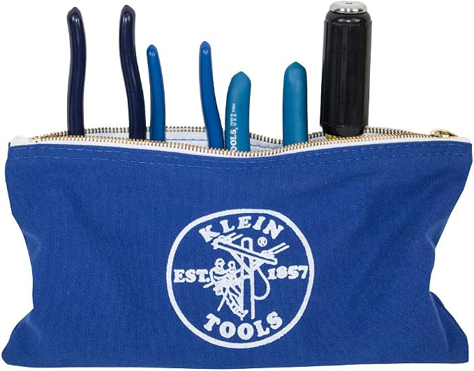 Klein Tools 5140 Canvas Zipper Bag, Tool Pouch, Bank Deposit Utility Bag, 12.5 x 7-Inch, Olive/Orange/Blue/Yellow 4-Pack - Image 3