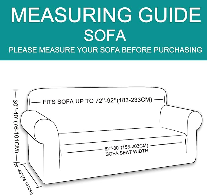 U-NICE HOME Velvet Sofa Covers Stretch Couch Covers for 3 Cushion Couch Furniture Protector Sofa Slipcover (Large, Off White) - Image 6