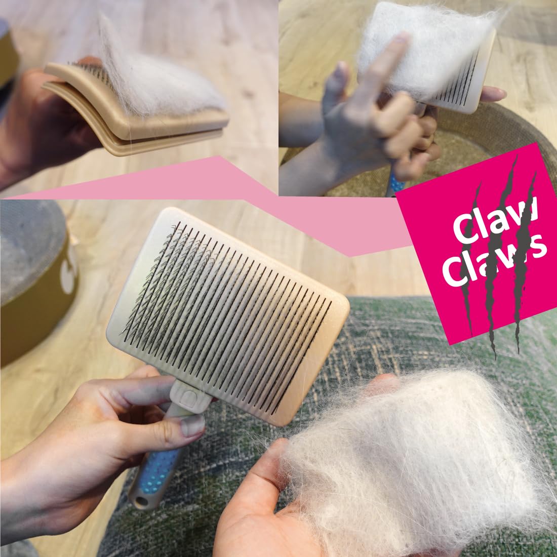 Pet Slicker Brush for Large Dogs, Plastic Handle, Gently Remove Tangled and Mats Hair, Pet Grooming Brush Tool, Sheepskin Wool Carders (5" Pad Quick Cleaning)