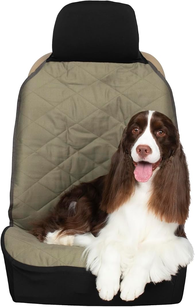 PetSafe Happy Ride Quilted Bucket Seat Cover - Long-Lasting Waterproof Padded Seat Protection with Secure Seatbelt Access - Keeps Leather Seats Clean & Protects from Scratches - Green by PetSafe