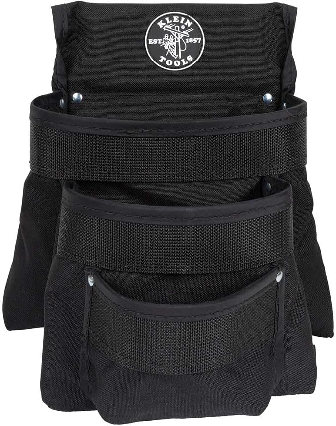 Klein Tools 5703 Tool Pouch, PowerLine Series Utility Pouch Fits Tool Belts up to 2.5-Inch, Strong Rivet Reinforced Stitching, 3-Pocket - Image 7