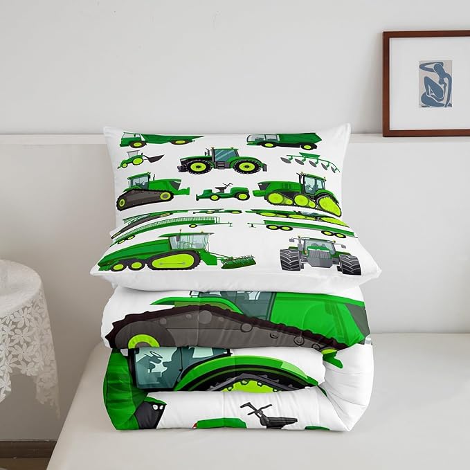 Kids Equipment Trucks Comforter Set Full, Boys Tractor Comforter, Excavators Down Comforter, Farm Heavy Machinery Truck Crane Bedding Set,Construction Site Cars Quilt Set for Child Girls Teens - Image 6
