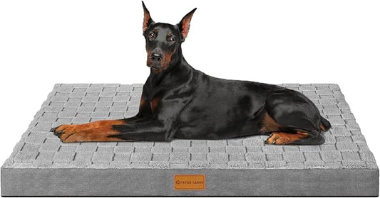 Patas Lague Orthopedic Large Dog Bed Washable Pet Crate Mat 56''X40'' Grey | Egg-Crate Foam Dog Couch For Large Sized Dogs, Waterproof Removable Cover, Soft Pet Bed With Nonskid Bottom by PatasLague